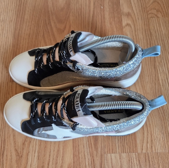 Piranha Low Top Distressed Glittery Leather Casual Sneakers Shoes Size EU 37 - Picture 5 of 16